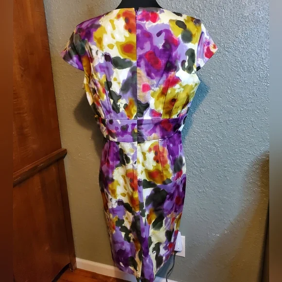 Calvin Klein spring summer floral v-neck Sheath dress size 14 - Picture 6 of 9